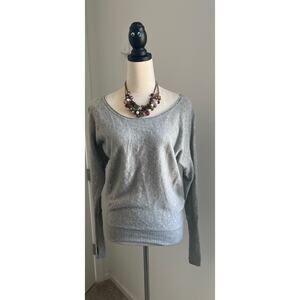 Athleta Cashmere Gray Long Sleeve Silver Thread Crew Neck‎ Thumbhole Sweater XS
